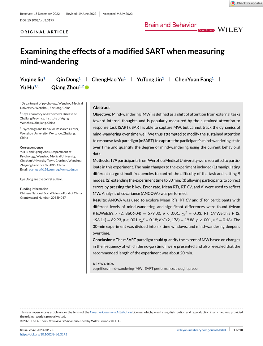 (PDF) Examining the effects of a modified SART when measuring mind ...