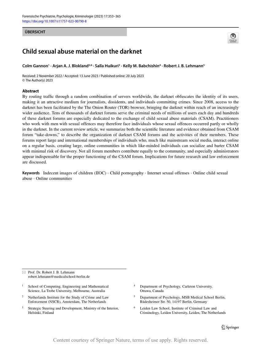 PDF) Child sexual abuse material on the darknet