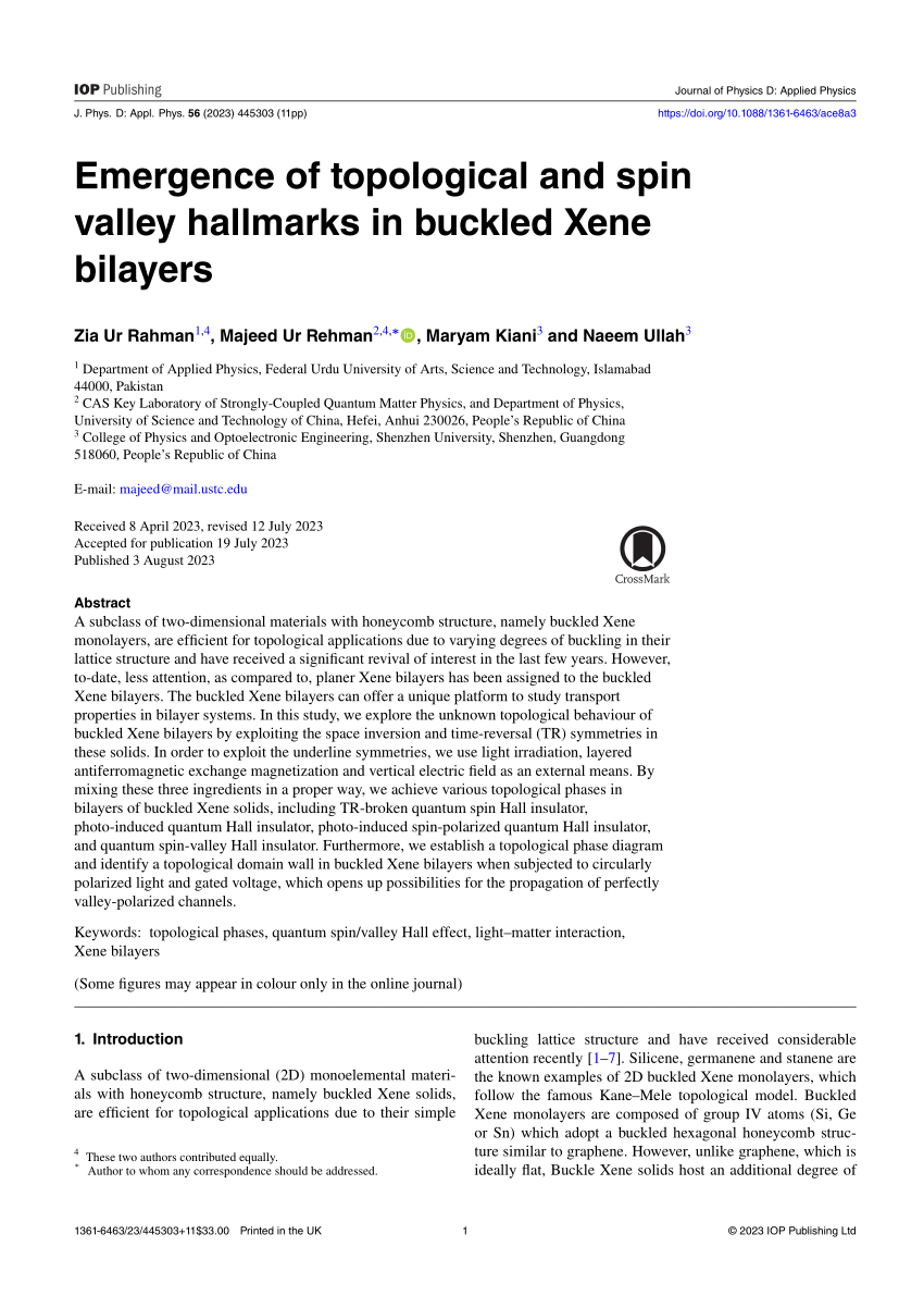 Emergence Of Topological And Spin Valley Hallmarks In Buckled Xene Bilayers Request Pdf