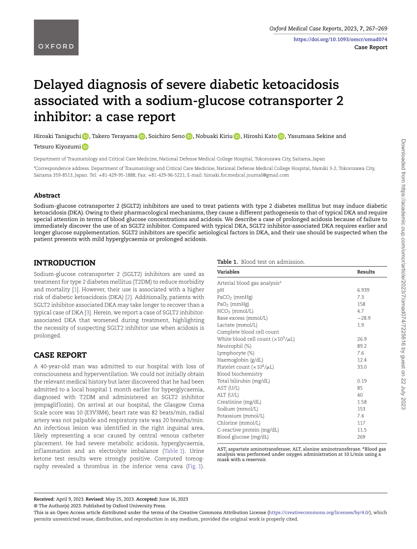 Pdf Delayed Diagnosis Of Severe Diabetic Ketoacidosis Associated With A Sodium Glucose