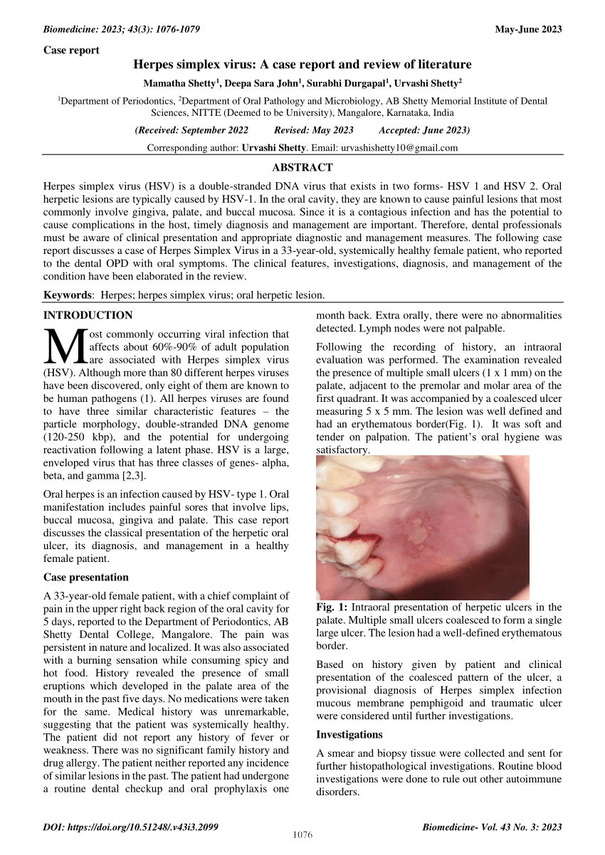 case study herpes simplex virus