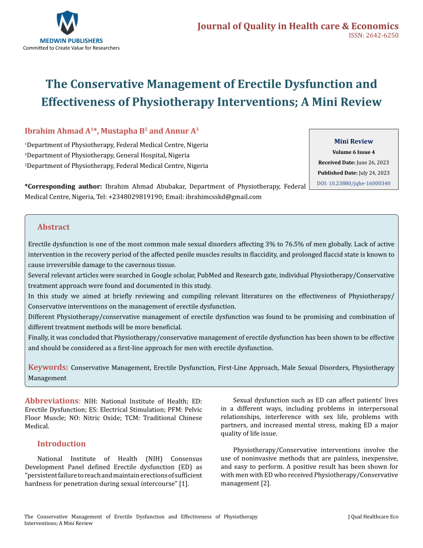 PDF The Conservative Management of Erectile Dysfunction and