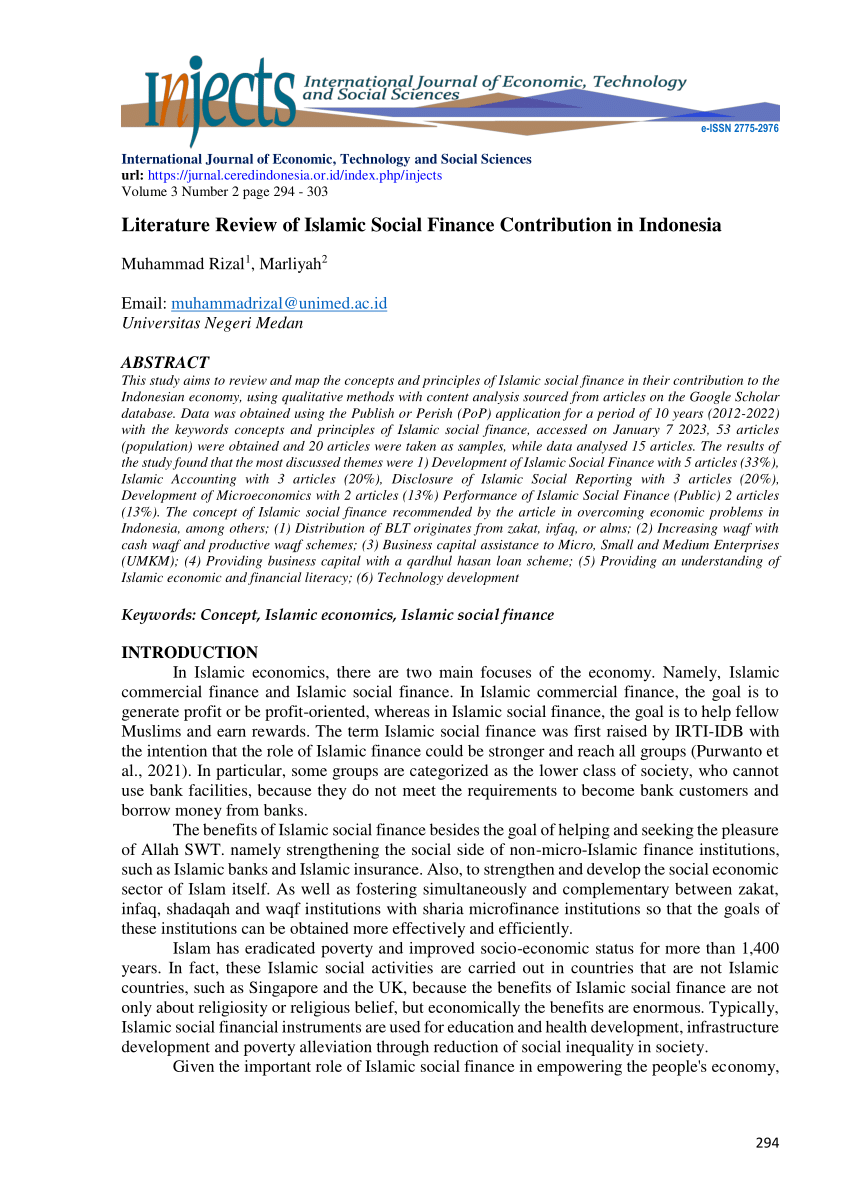 islamic social finance a literature review and future research directions