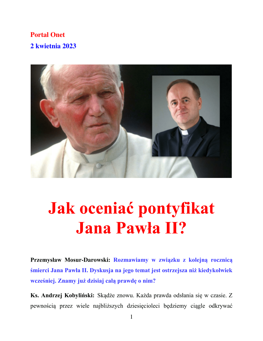 Pdf Jak Oceniać Pontyfikat Jana Pawła Ii 4718