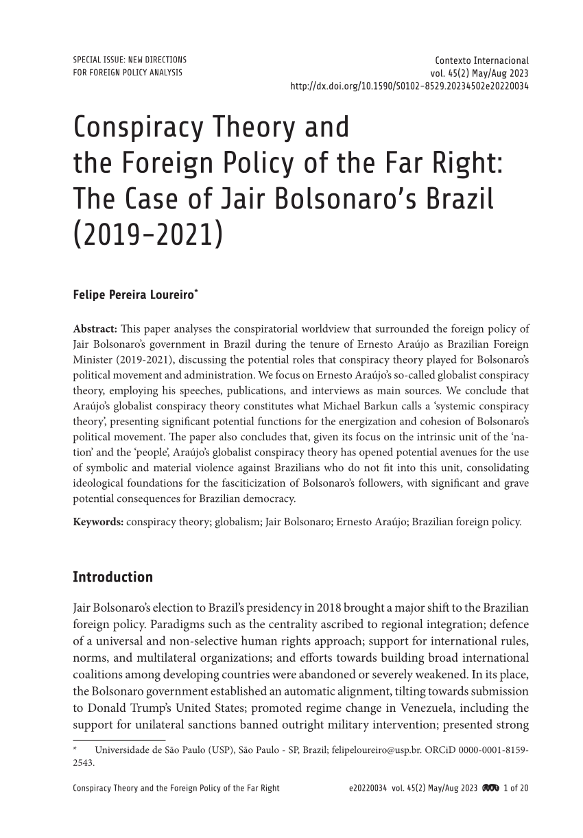 PDF) Human rights foreign policy under Bolsonaro: pleasing the