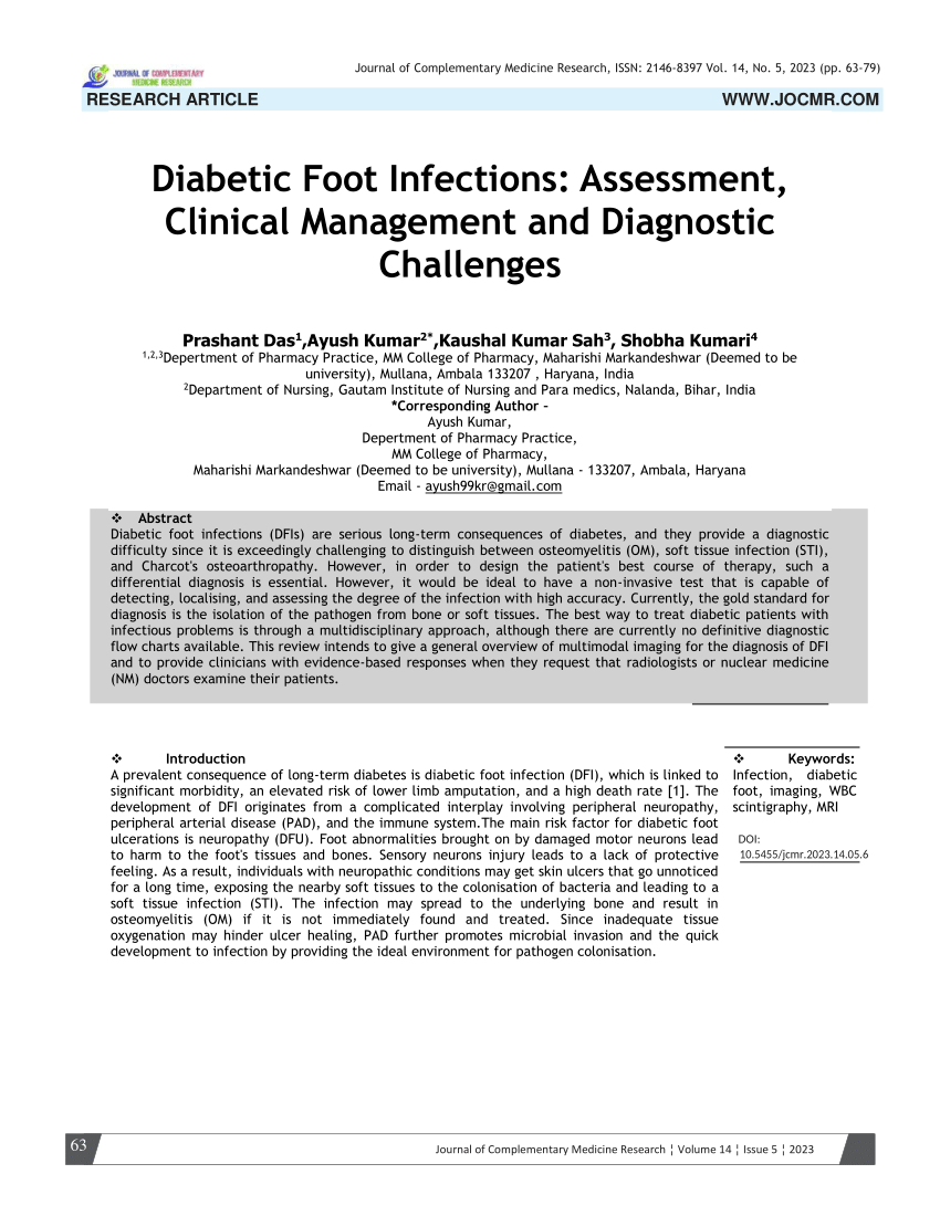 Pdf Diabetic Foot Infections Assessment Clinical Management And