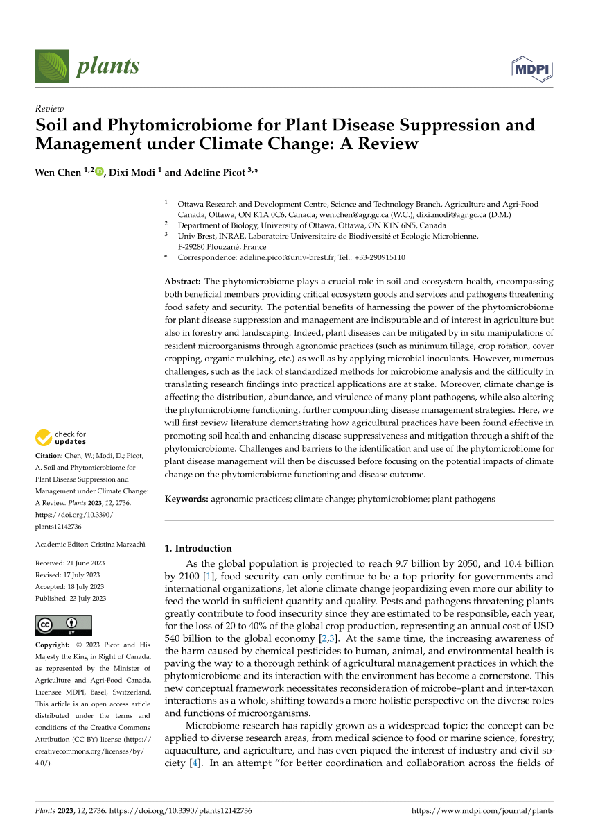 PDF) Soil and Phytomicrobiome for Plant Disease Suppression and 