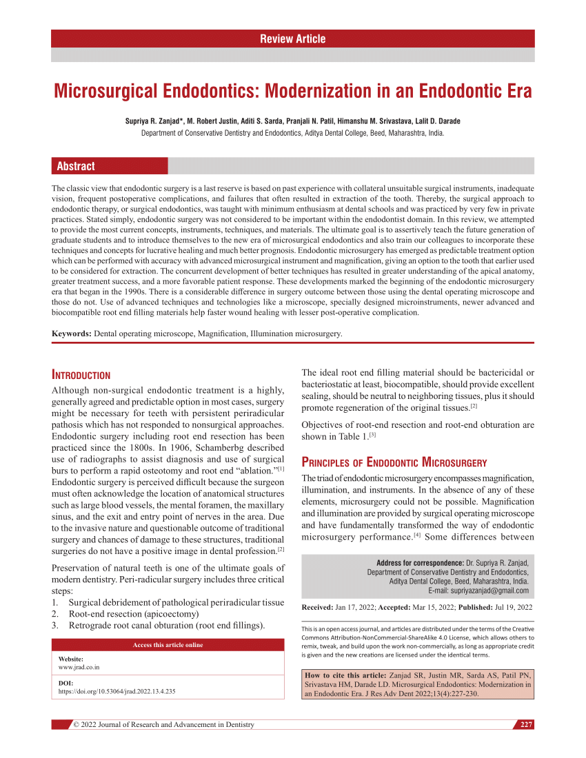 latest research topics in endodontics 2022