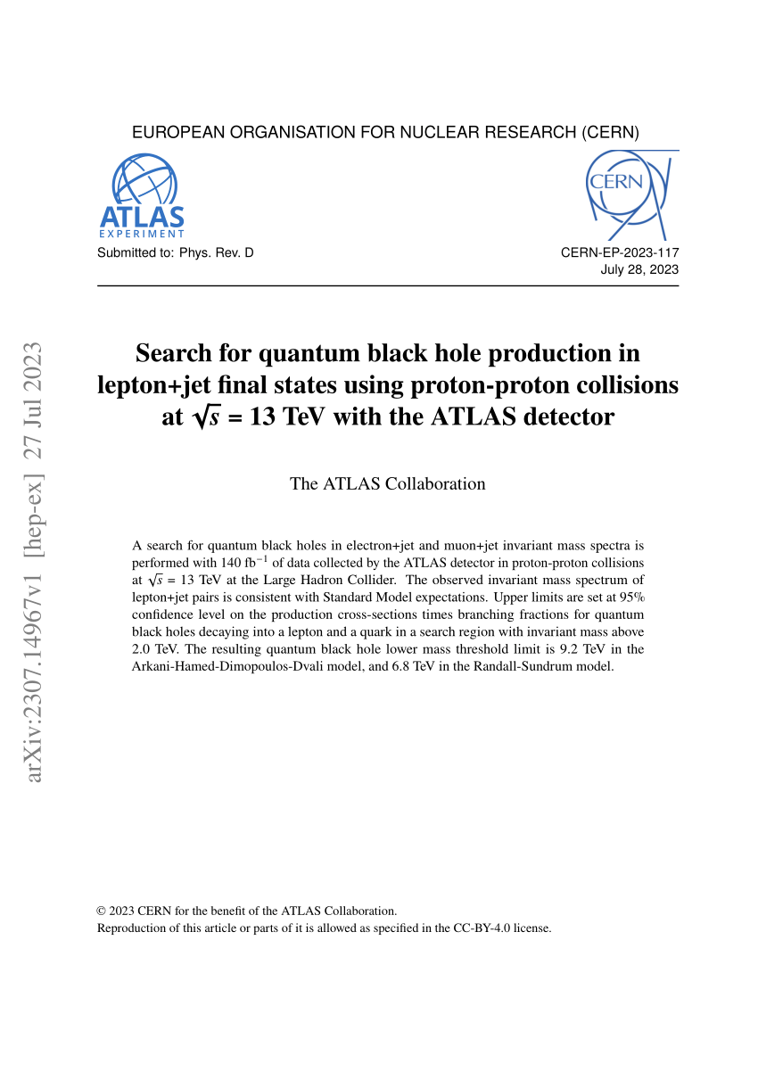 Search for quantum black hole production in lepton+jet final states using  proton--proton collisions at $\sqrt{s}$ = 13 TeV with the ATLAS detector -  CERN Document Server