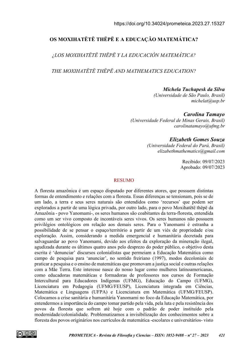 PDF) Fazendo covas na areia: Desaprender para aprender, movimentos  decoloniais na Educação Matemática