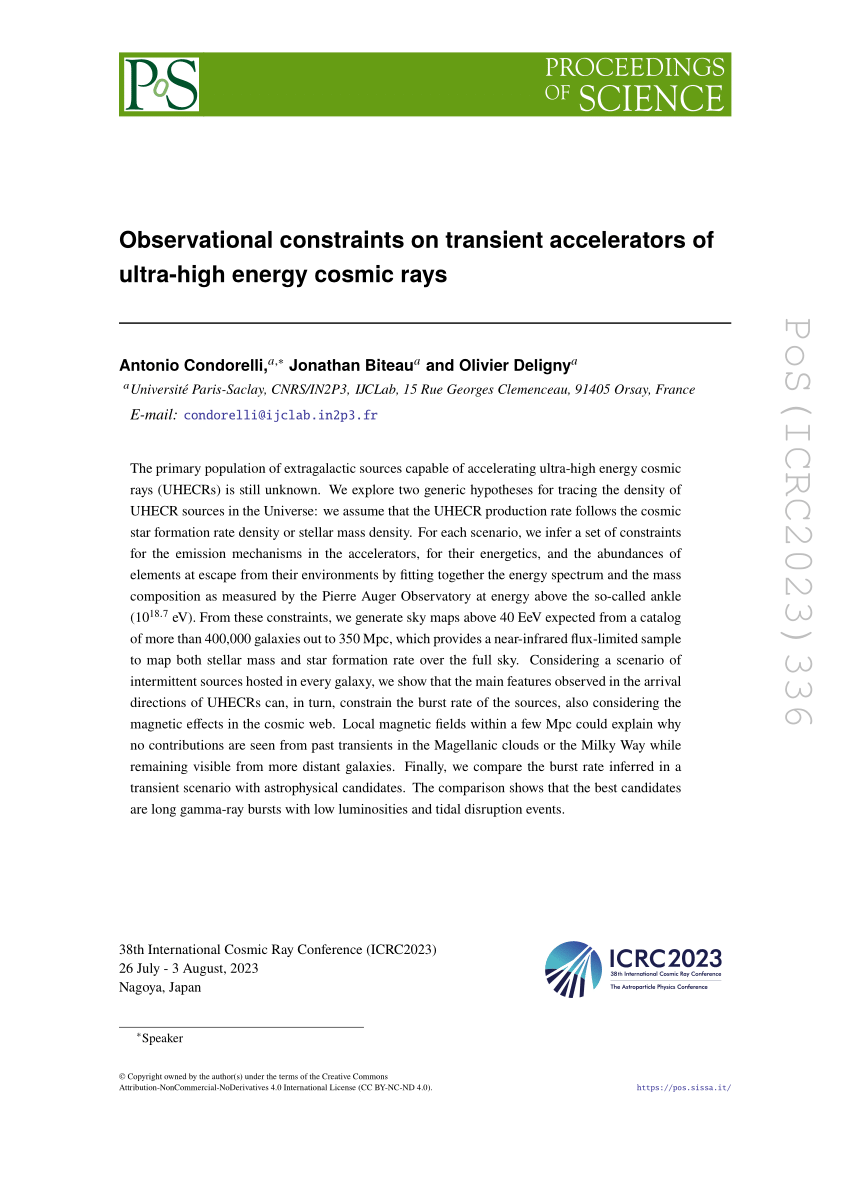Pdf Observational Constraints On Transient Accelerators Of Ultra High Energy Cosmic Rays 7640