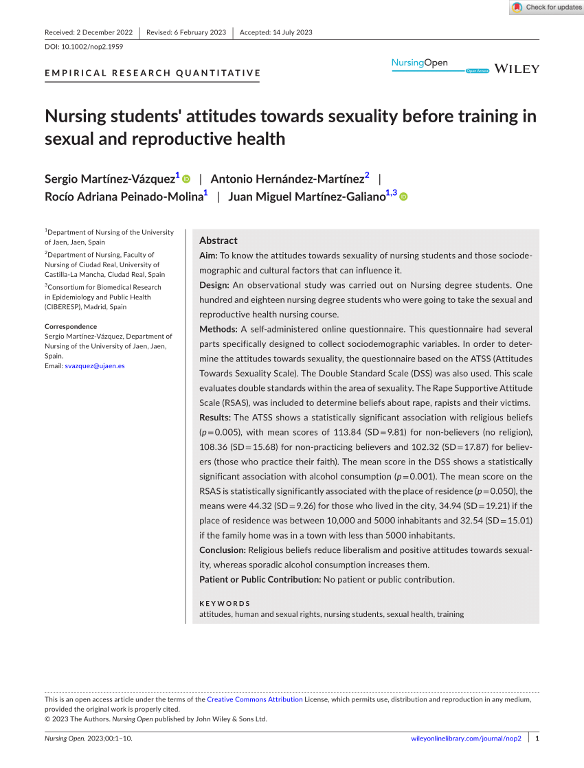 PDF Nursing students attitudes towards sexuality before training