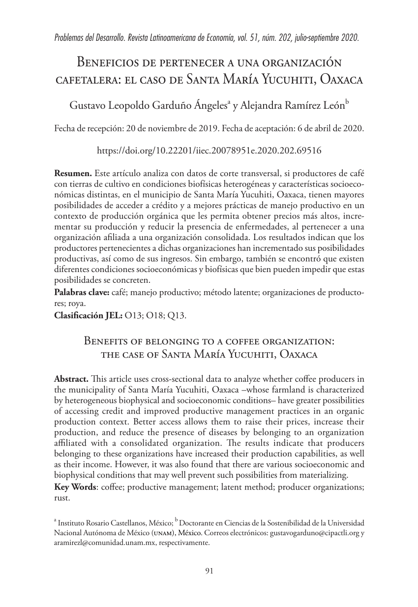 Pdf Garduño Y Ramírez 2020 Beneficios De Pertenecer A Una Orga 2716