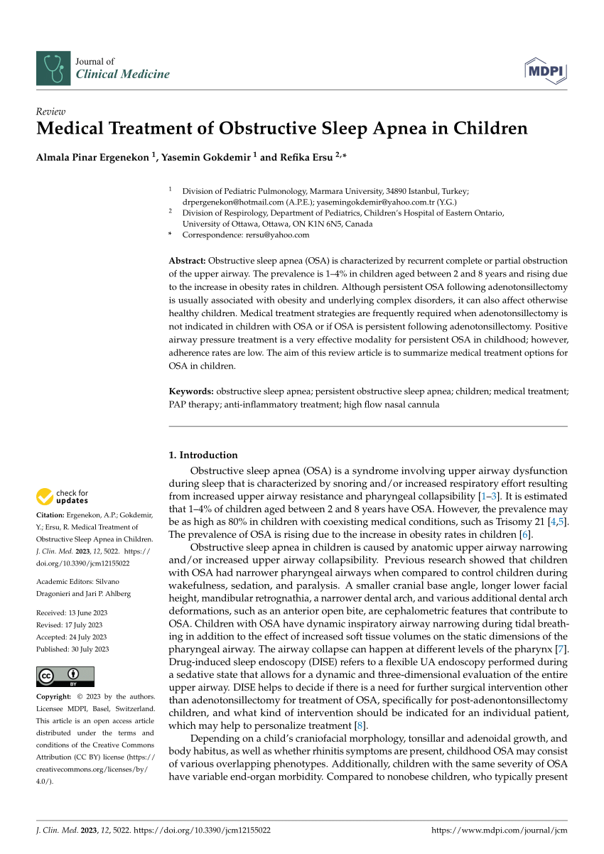 Obstructive Sleep Apnea In Pediatric Patients