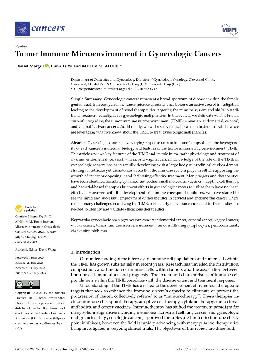 (PDF) Tumor Immune Microenvironment in Gynecologic Cancers