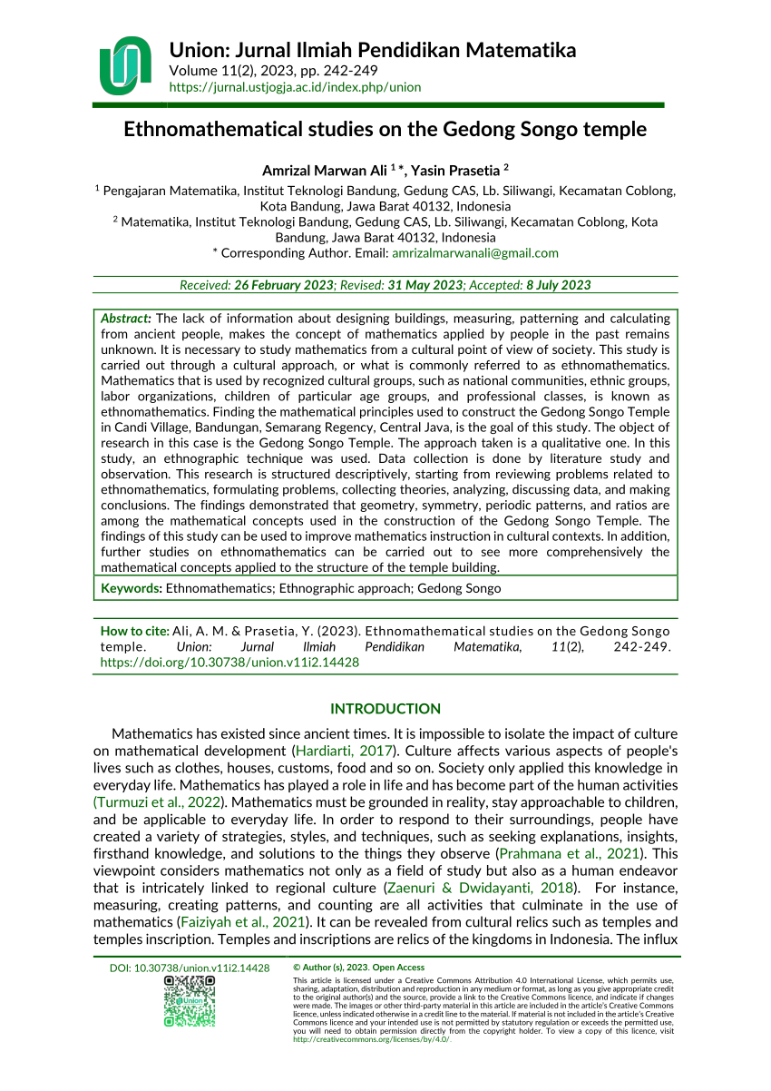 PDF) Ethnomathematics exploration at the Chinese Wall and its relation to  the concept of geometry