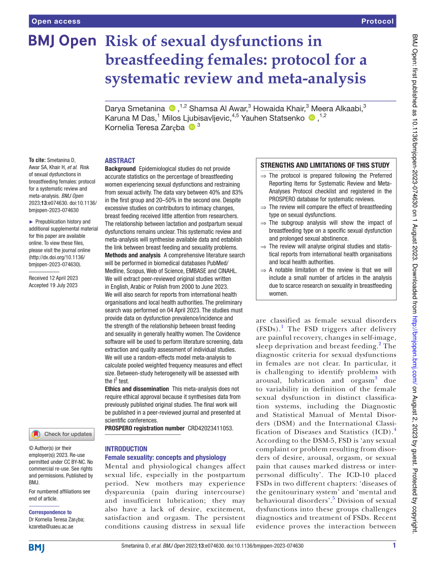 PDF Risk of sexual dysfunctions in breastfeeding females