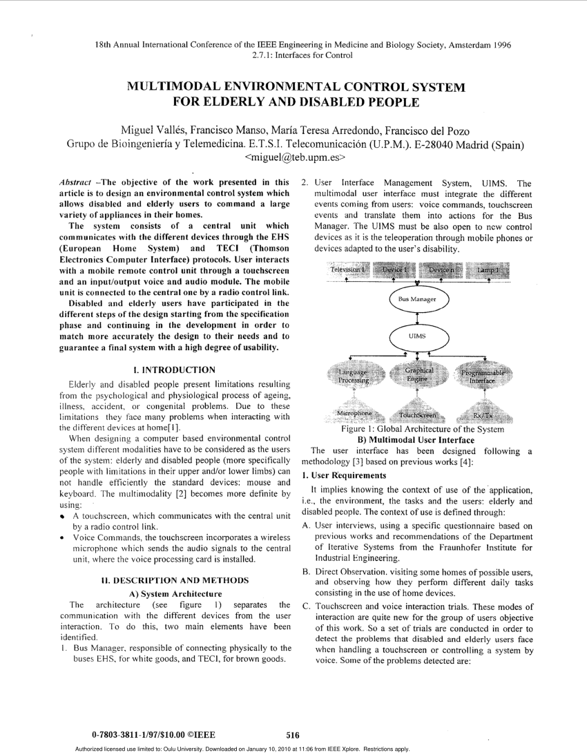 (PDF) Multimodal environmental control system for elderly and disabled