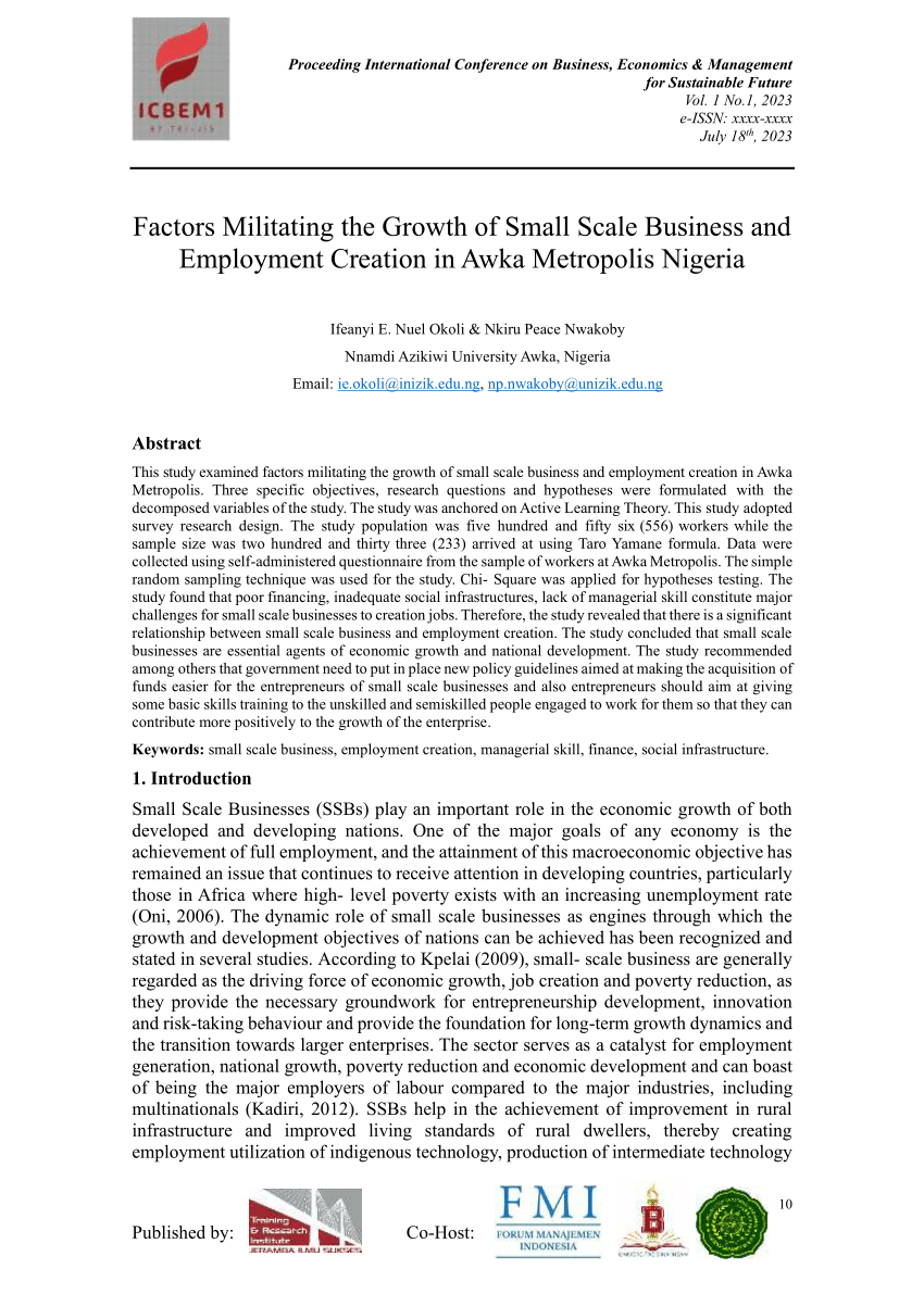 research work on problems of small scale business in nigeria