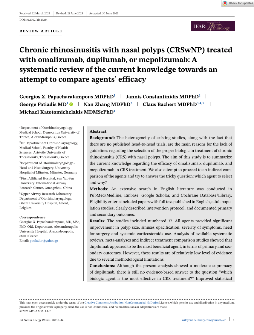Mepolizumab for chronic rhinosinusitis with nasal polyps (SYNAPSE