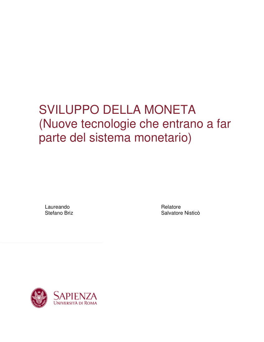 PDF) SVILUPPO DELLA MONETA (Nuove tecnologie che entrano a far parte del  sistema monetario)