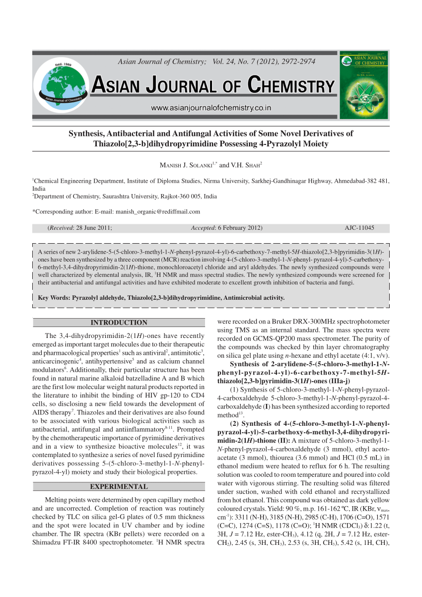 (PDF) Asian Journal Of Chemistry