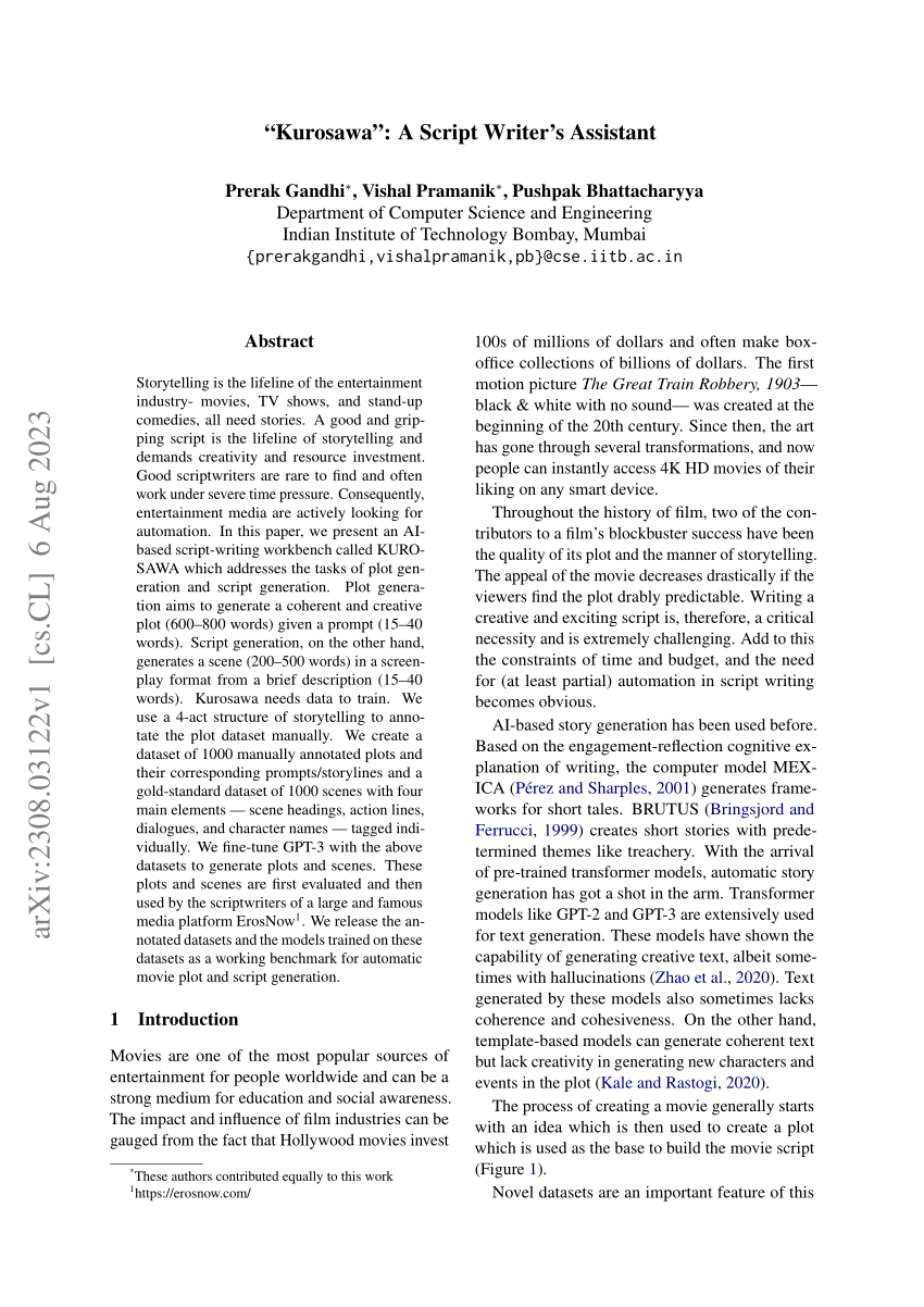 (PDF) "Kurosawa" A Script Writer's Assistant