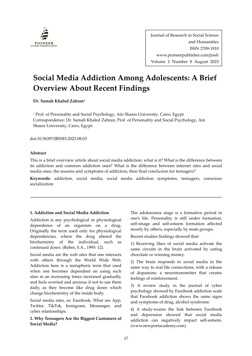 social media addiction dissertation