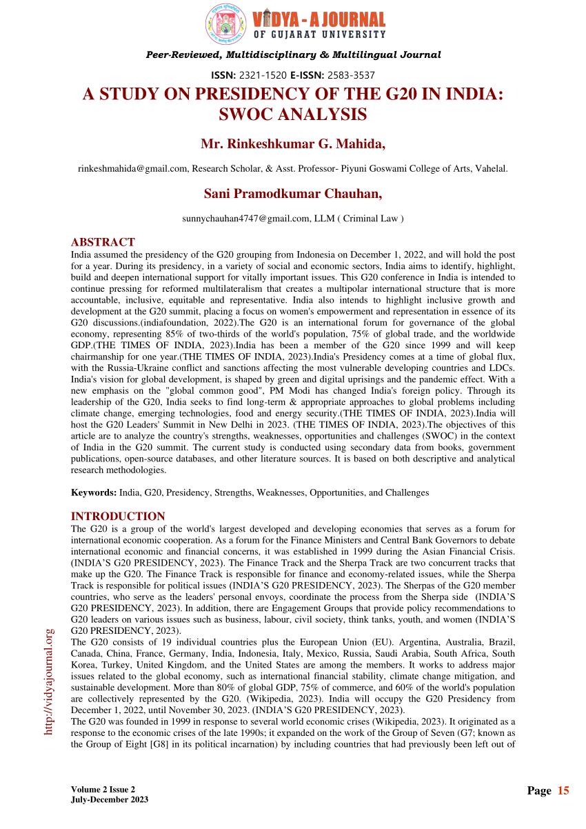 research paper on g20 in india