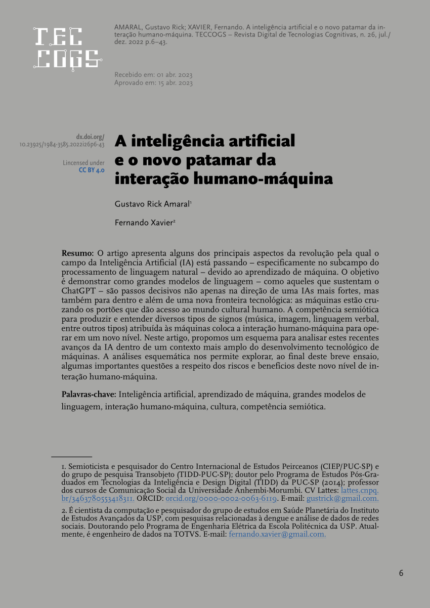 PDF) Entre músculos e bits: tecnologia e comunicação sob a ótica da  interação homem-máquina