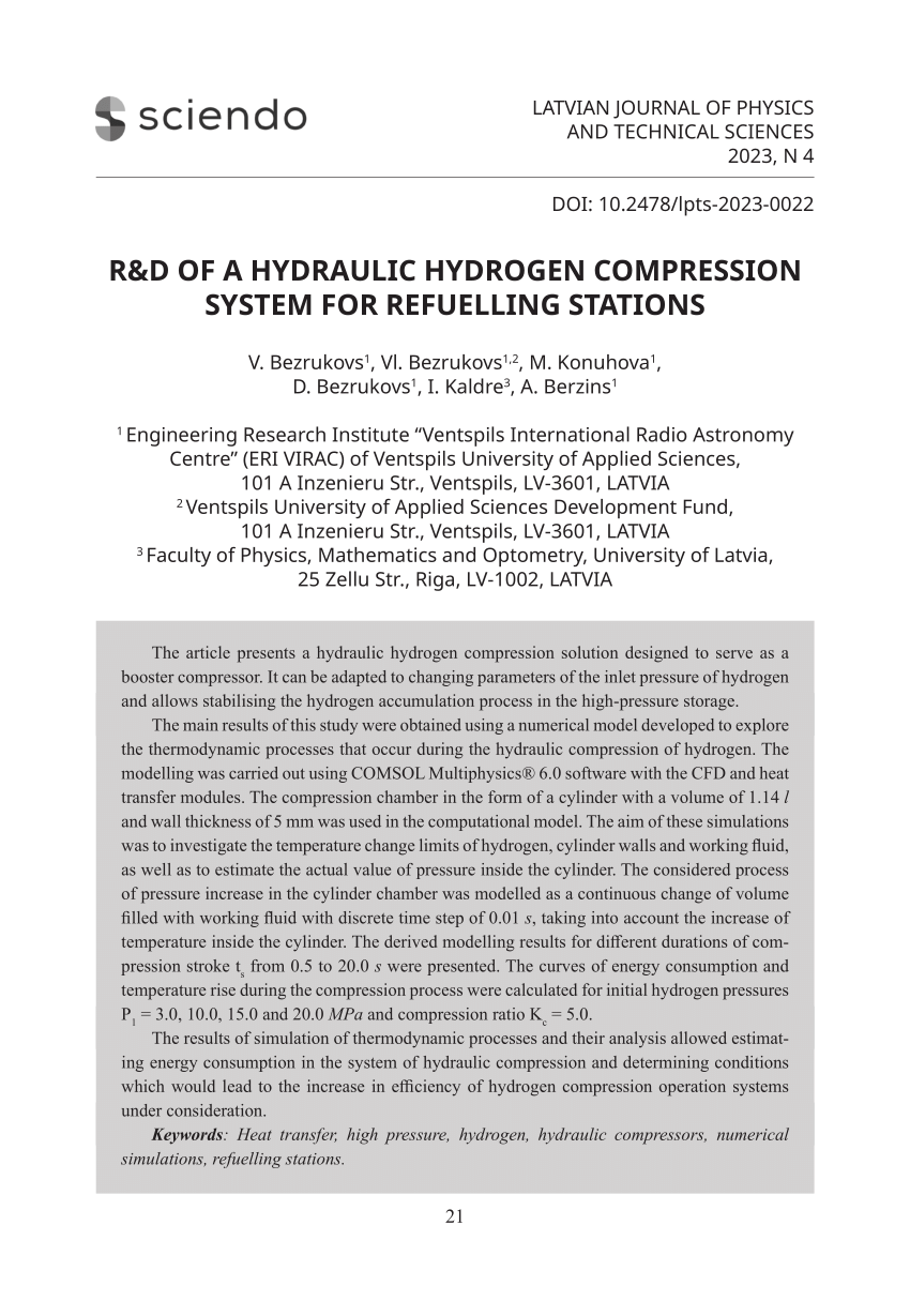 Review of the current technologies and performances of hydrogen