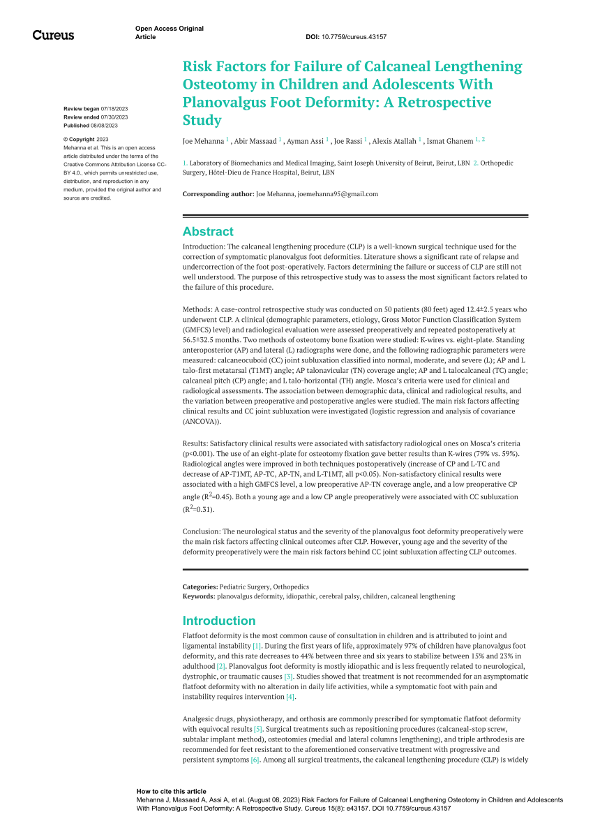 Cureus  Elimination of a Postoperative Brace Does Not Increase