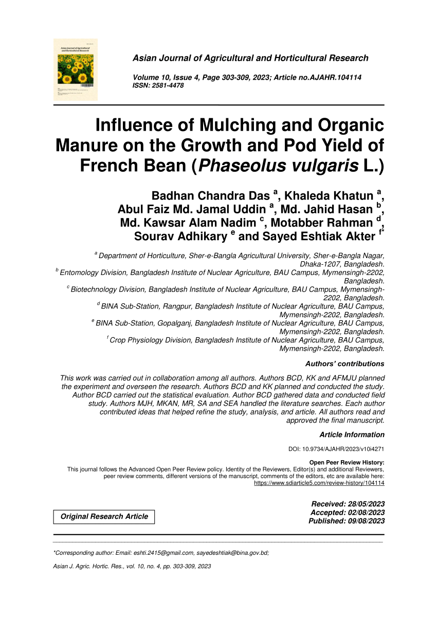 research paper on french bean