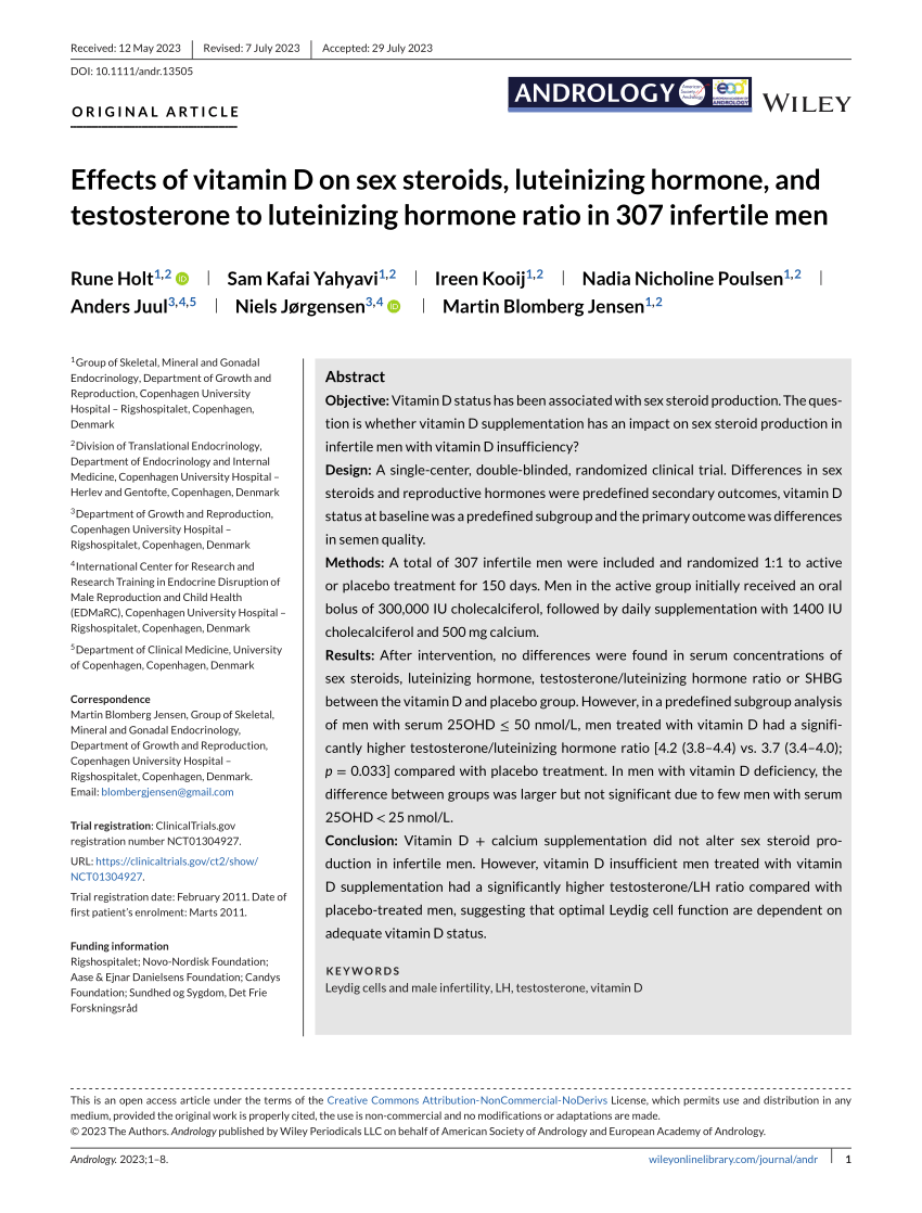 Pdf Effects Of Vitamin D On Sex Steroids Luteinizing Hormone And Testosterone To Luteinizing 4181