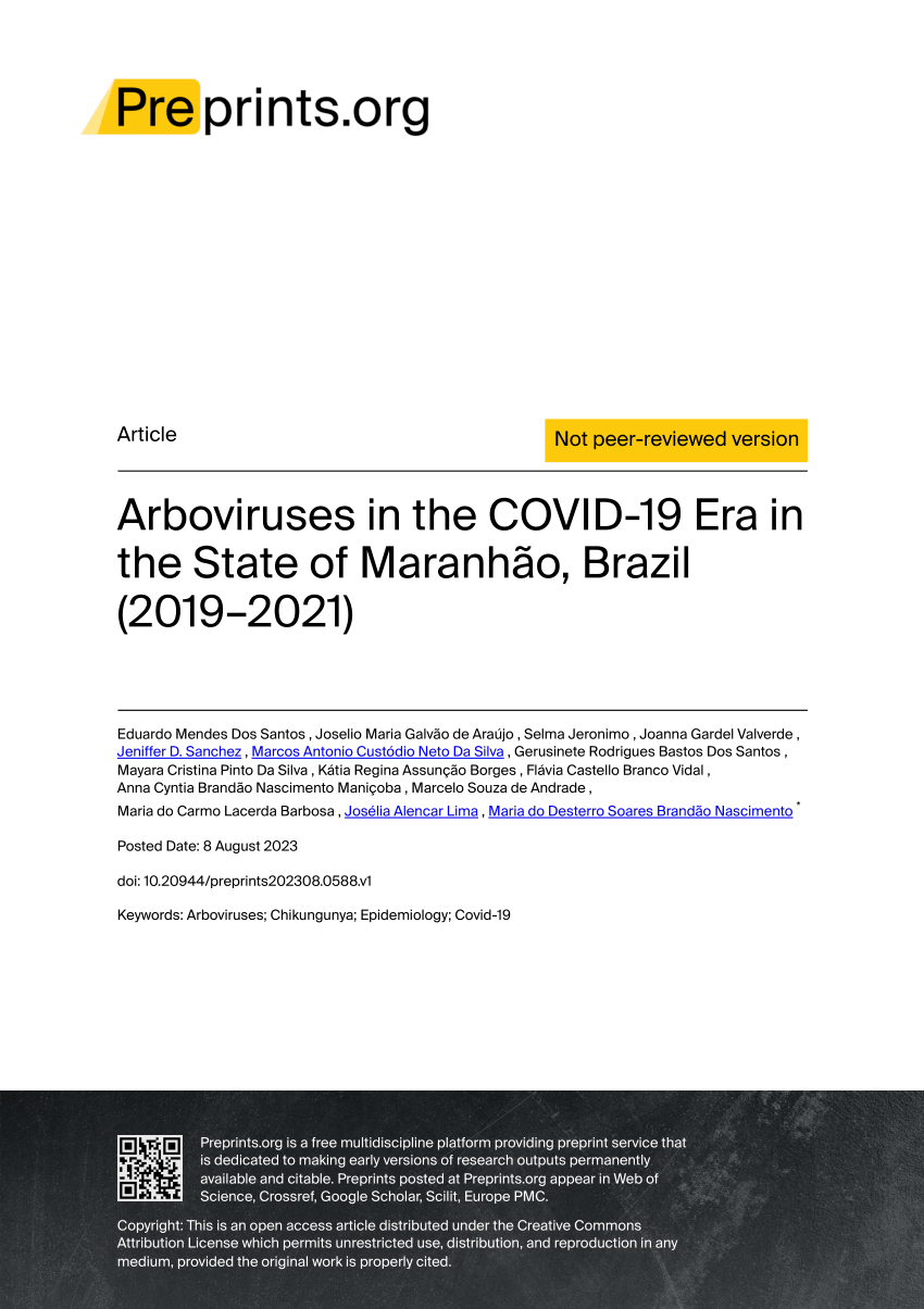 PDF Arboviruses in the COVID 19 Era in the State of Maranhão  