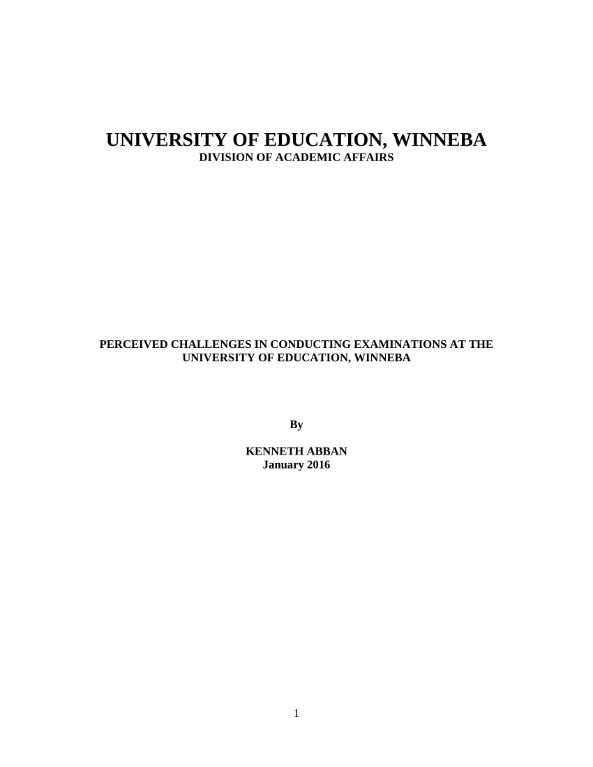 Pdf University Of Education Winneba Division Of Academic Affairs Perceived Challenges In 7989