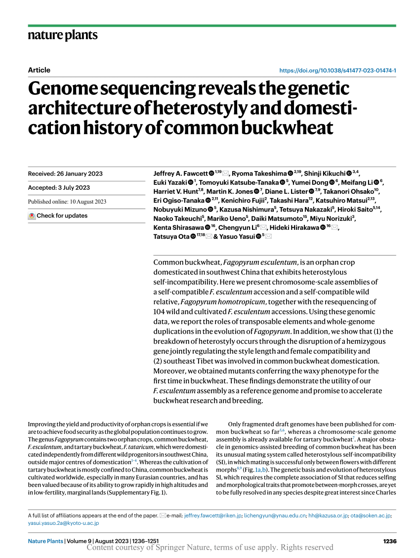 Genome sequencing reveals the genetic architecture of heterostyly  