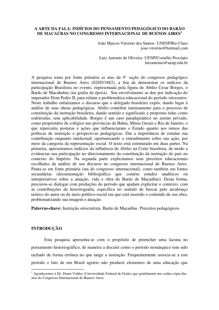 PDF) As marcas do erro: vestígios das práticas de castifos na instrução do  século XIX: Uma análise a partir do pensamento do Barão de Macaúbas