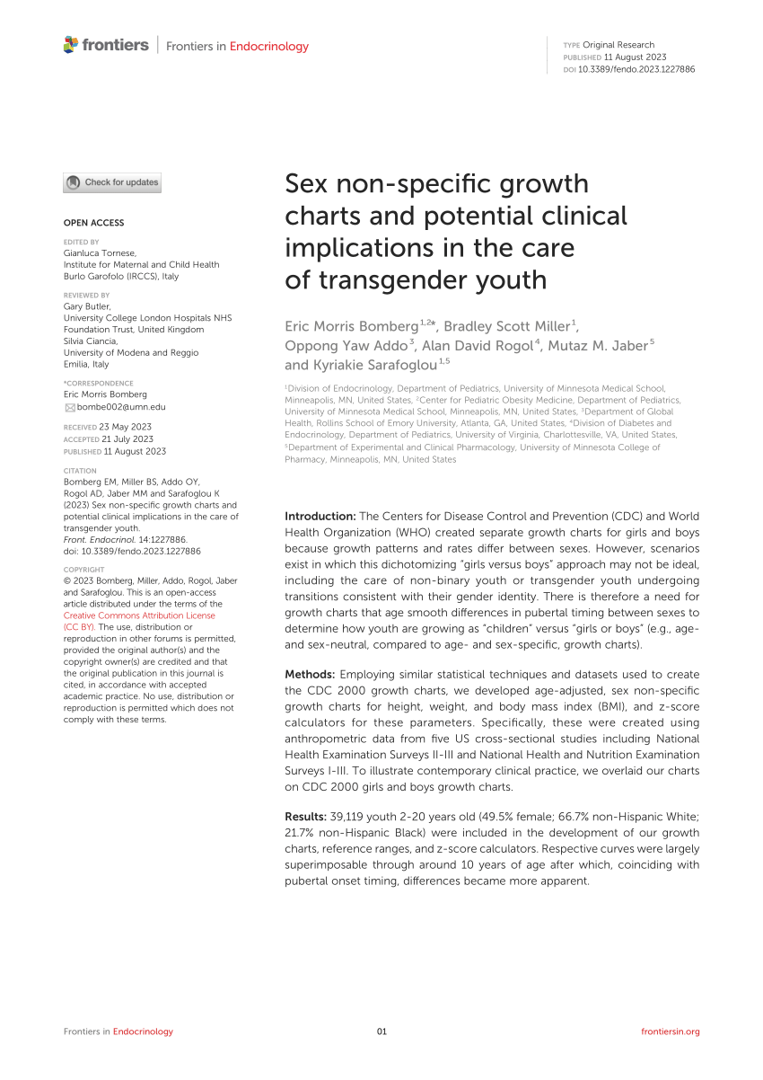 Pdf Sex Non Specific Growth Charts And Potential Clinical