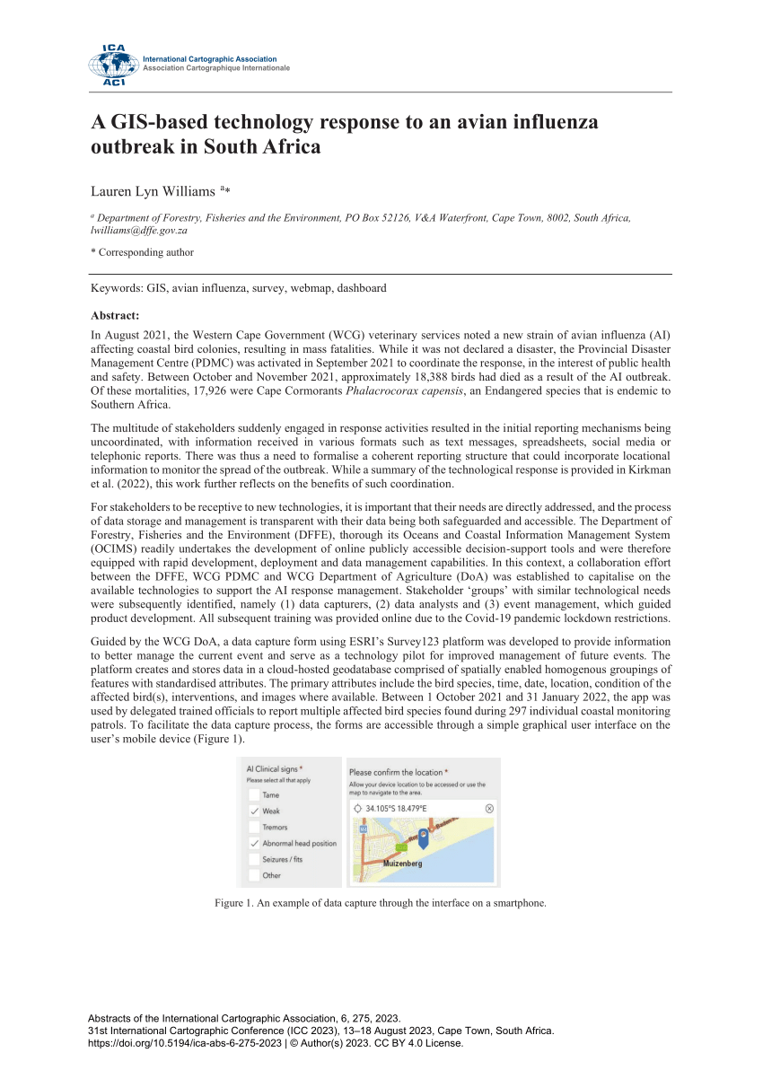 (PDF) A GISbased technology response to an avian influenza outbreak in