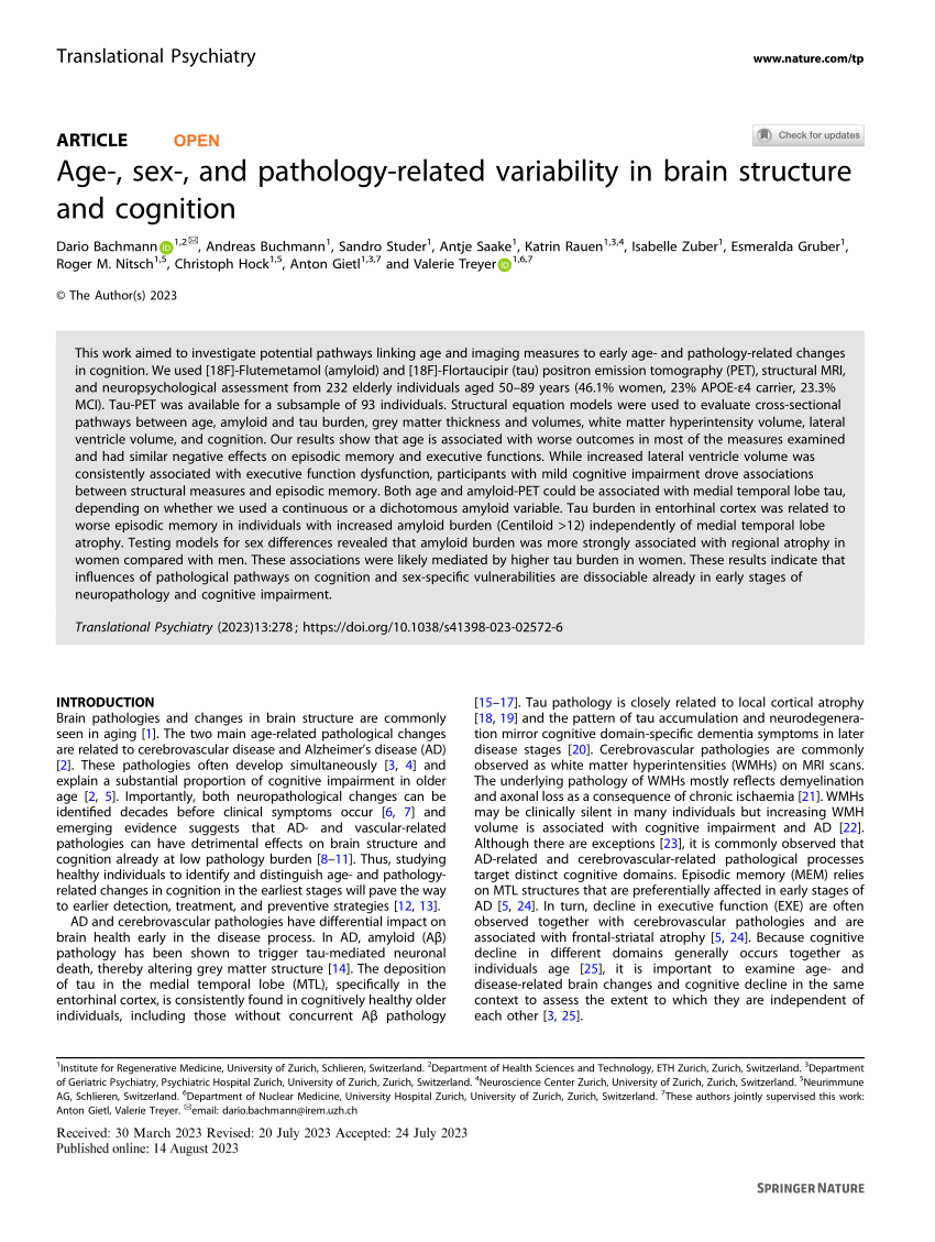 Pdf Age Sex And Pathology Related Variability In Brain Structure