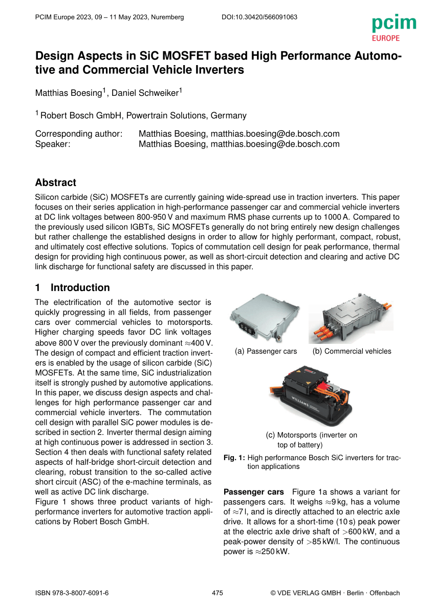 PDF) Design Aspects in SiC MOSFET based High Performance Automotive and  Commercial Vehicle Inverters