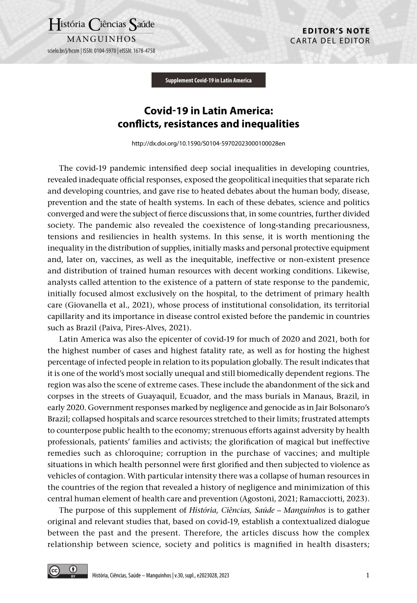 (PDF) COVID-19 IN LATIN AMERICA: CONFLICTS, RESISTANCES AND INEQUALITIES