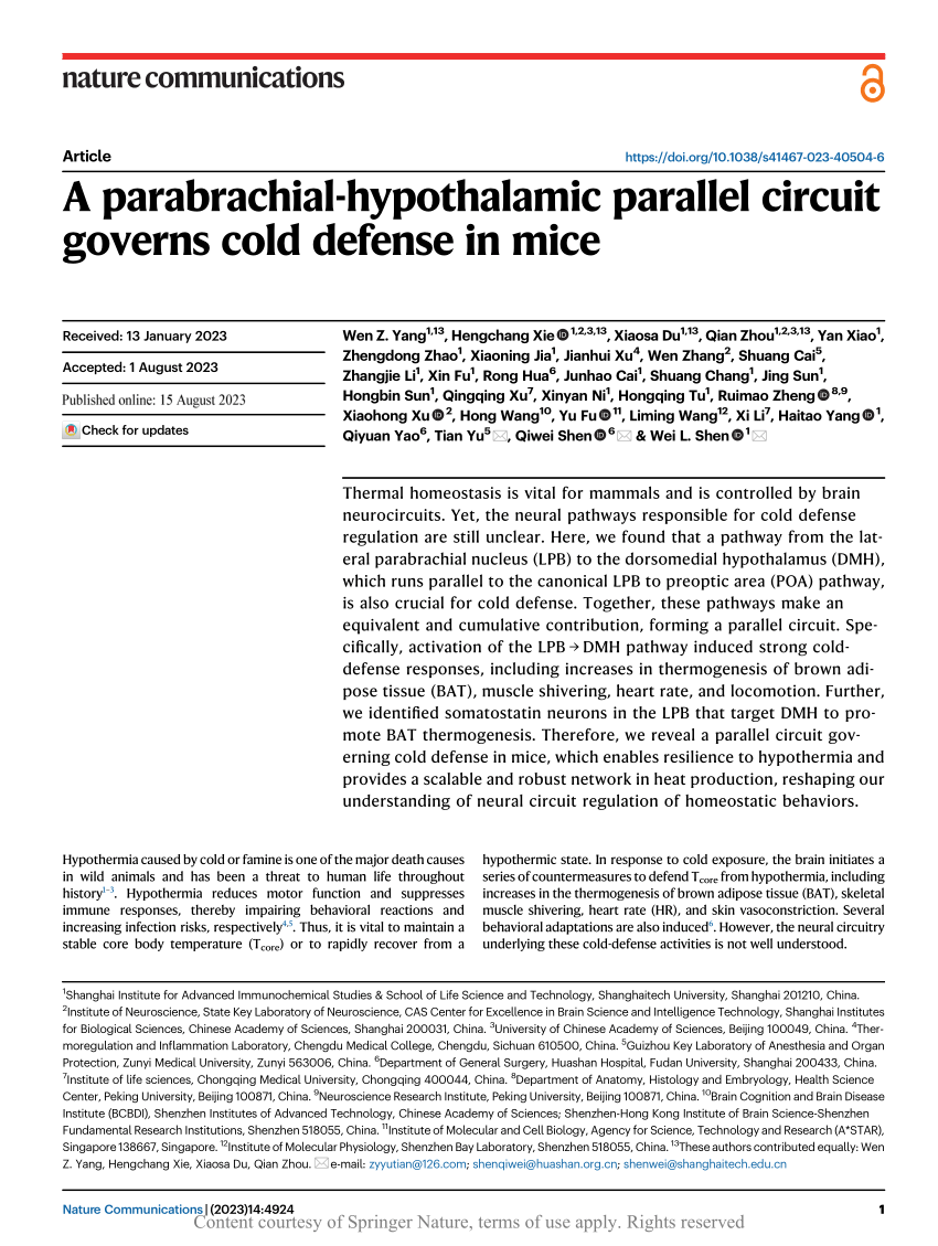 A parabrachial to hypothalamic pathway mediates defensive behavior