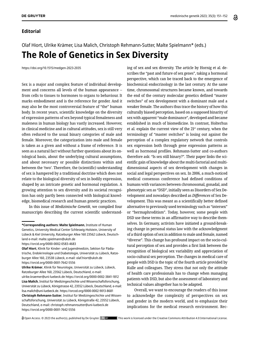 Pdf The Role Of Genetics In Sex Diversity 