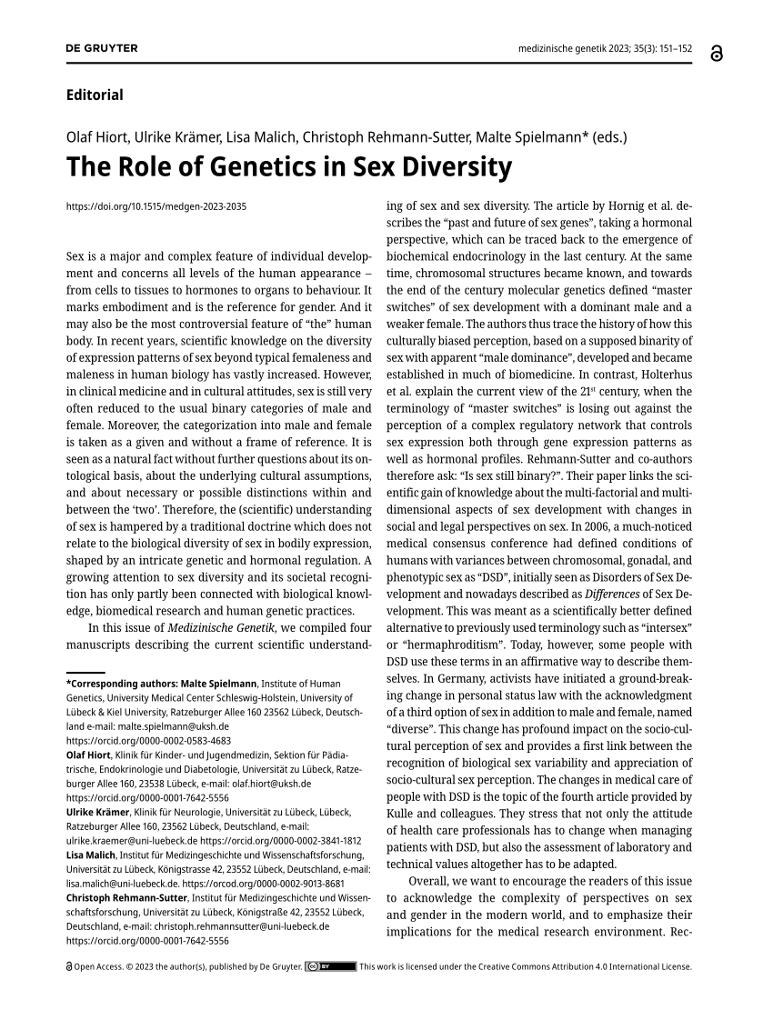 Pdf The Role Of Genetics In Sex Diversity