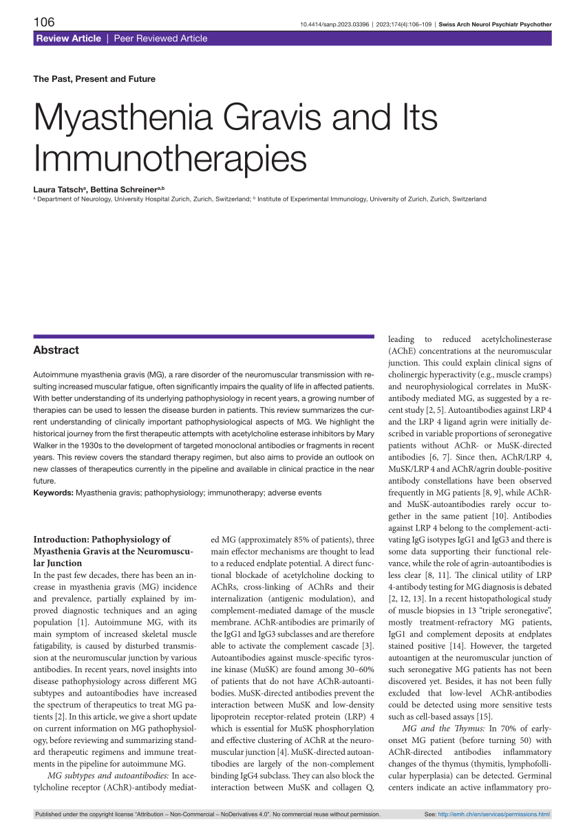 Pdf Myasthenia Gravis And Its Immunotherapies 8048