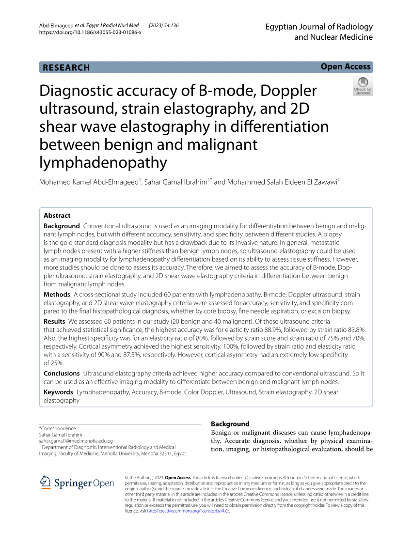 PDF) Diagnostic accuracy of B-mode, Doppler ultrasound, strain