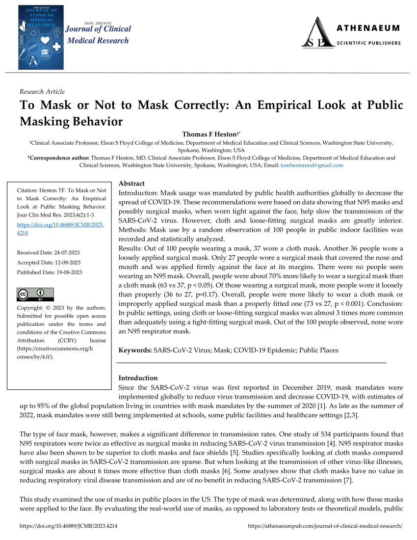 Effectiveness of Face Mask or Respirator Use in Indoor Public