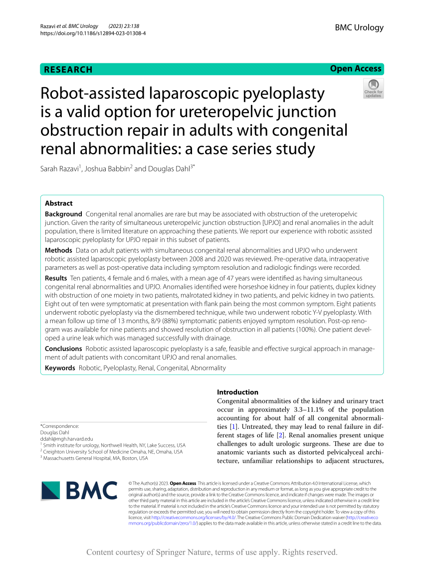 PDF] Adult Stentless Laparoscopic Pyeloplasty